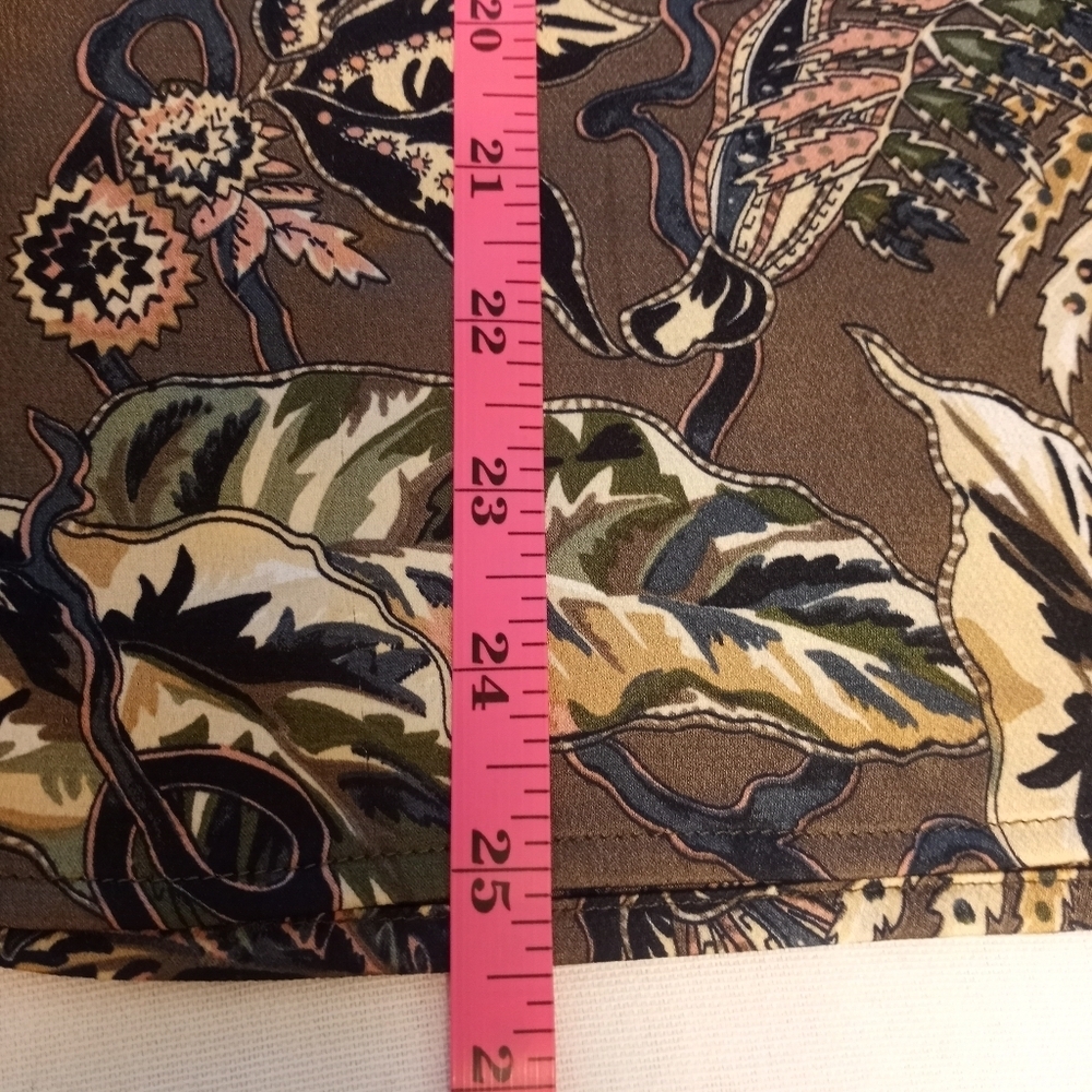 Banana Republic Taupe Brown Floral Leafy Print Silky Bohemian Balloon Sleeve Top - Picture 9 of 9